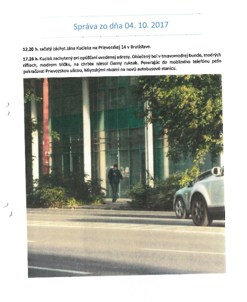 A report from the first day of monitoring Ján Kuciak. Source: OCCRP / Kočner Library